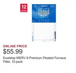 Costco Duststop MERV 8 Premium Pleated Furnace Filter, 12-pack offer