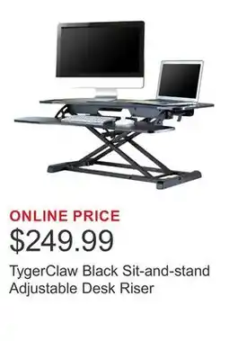 Costco TygerClaw Black Sit-and-stand Adjustable Desk Riser offer