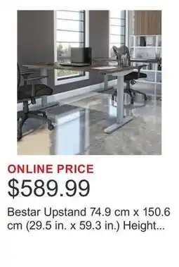 Costco Bestar Upstand 74.9 cm x 150.6 cm (29.5 in. x 59.3 in.) Height Adjustable Desk offer
