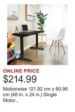Costco Motionwise 121.92 cm x 60.96 cm (48 in. x 24 in.) Single Motor Height Adjustable Desk offer