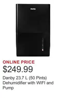 Costco Danby 23.7 L (50 Pints) Dehumidifier with WIFI and Pump offer