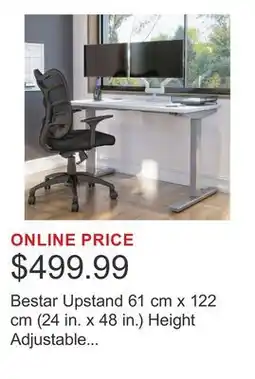 Costco Bestar Upstand 61 cm x 122 cm (24 in. x 48 in.) Height Adjustable Desk with Dual Monitor Arm offer