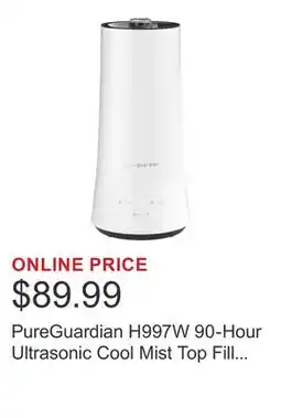 Costco PureGuardian H997W 90-Hour Ultrasonic Cool Mist Top Fill Humidifier offer