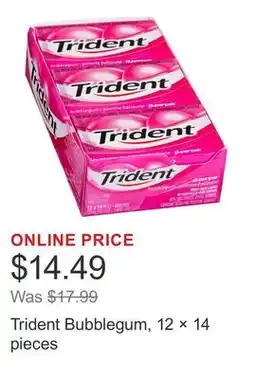 Costco Trident Bubblegum, 12 × 14 pieces offer