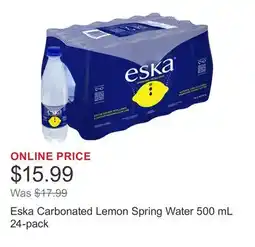 Costco Eska Carbonated Lemon Spring Water 500 mL 24-pack offer