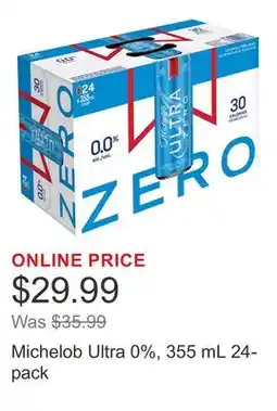 Costco Michelob Ultra 0%, 355 mL 24-pack offer