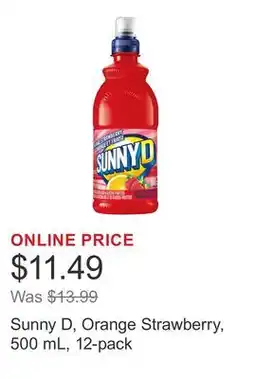 Costco Sunny D, Orange Strawberry, 500 mL, 12-pack offer