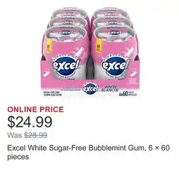 Costco Excel White Sugar-Free Bubblemint Gum, 6 × 60 pieces offer