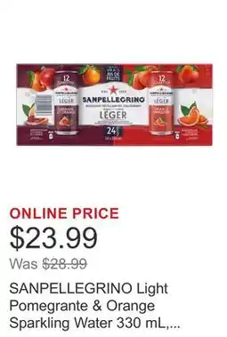 Costco SANPELLEGRINO Light Pomegrante & Orange Sparkling Water 330 mL, 24-pack offer