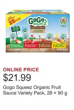 Costco Gogo Squeez Organic Fruit Sauce Variety Pack, 28 × offer