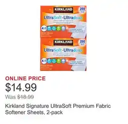 Costco Kirkland Signature UltraSoft Premium Fabric Softener Sheets, 2-pack offer