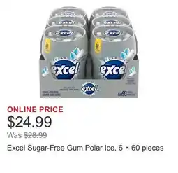 Costco Excel Sugar-Free Gum Polar Ice, 6 × 60 pieces offer