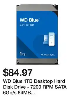 Newegg WD Blue 1TB Desktop Hard Disk Drive - 7200 RPM SATA 6Gb/s 64MB Cache 3.5 Inch - WD10EZEX offer