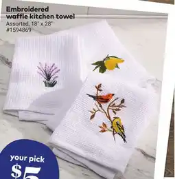 Giant Tiger Embroidered waffle kitchen towel offer