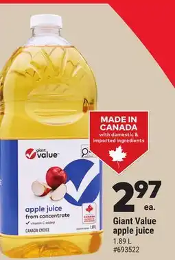 Giant Tiger Giant Value Apple Juice offer