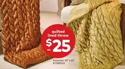 Giant Tiger quilted lined throw offer