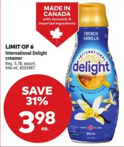 Giant Tiger International Delight creamer offer