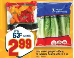 Marché Adonis Mini sweet peppers 454g or romaine hearts lettuce 3un offer