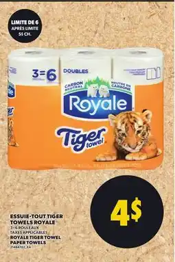 Provigo ROYALE TIGER TOWEL PAPER TOWELS, 3=6 ROULEAUX offer