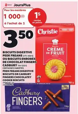 Provigo PEEK FREANS DIGESTIVE BISCUITS, 275-350 G OR CADBURY FINGERS CHOCOLATEY COOKIE BISCUITS, 114-125 G offer