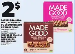 Provigo MADEGOOD GRANOLA BARS, DRIZZLED, MORNINGS OR RICE CRISP BARS offer