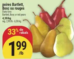 Marché Adonis POIRES BARTLETT, BOSC OU ROUGES | BARTLETT, BOSC OR RED PEARS offer