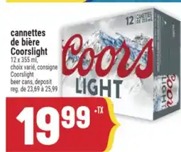 Marché Adonis CANNETTES DE BIÈRE COORS LIGHT | COORSLIGHT BEER CANS offer
