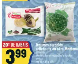 Marché Adonis LÉGUMES SURGELÉS ARTICHAUTS OU OKRA MONTANA | MONTANA FROZEN VEGETABLES ARTICHOKES OR OKRA offer