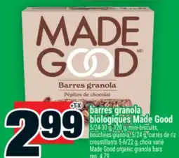 Super C barres granola biologiques MadeGood | Made Good organic granola bars offer