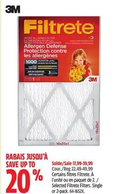 Canadian Tire Selected Filtrete Filters offer