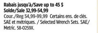 Canadian Tire Selected Wrench Sets offer