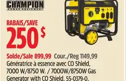Canadian Tire 7000W/8750W Gas Generator with CO Shield. Champion offer