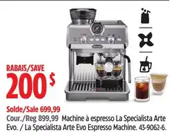 Canadian Tire De'Longhi La Specialista Arte Evo Espresso Machine offer