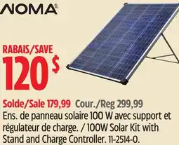 Canadian Tire 100W Solar Kit with Stand and Charge Controller offer
