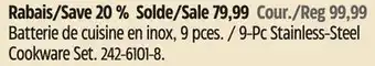 Canadian Tire 9-Pc Stainless-Steel Cookware Set offer