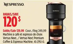 Canadian Tire NESPRESSO Vertuo Next Premium Coffee & Espresso Machine offer