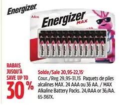 Canadian Tire MAX Alkaline Battery Packs. 24/AAA or 36/AA offer