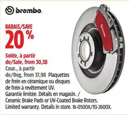 Canadian Tire Brembo Ceramic Brake Pads or UV-Coated Brake Rotors offer