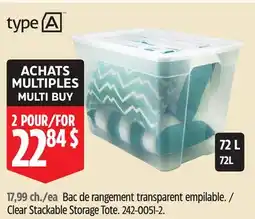 Canadian Tire Clear Stackable Storage Tote type A offer
