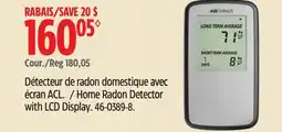 Canadian Tire Home Radon Detector with LCD Display offer
