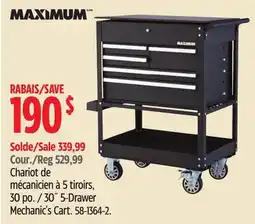 Canadian Tire 30˝ 5-Drawer Mechanic's Cart offer