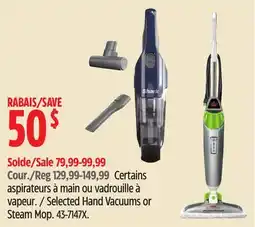 Canadian Tire Selected Hand Vacuums or Steam Mop offer
