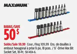 Canadian Tire MAXIMUM 1⁄2˝-Drive Hex Bit Socket Set, 18-Pc offer