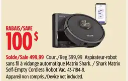 Canadian Tire Shark Matrix Self-Empty Cordless Robot Vac offer
