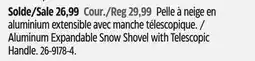 Canadian Tire Aluminum Expandable Snow Shovel with Telescopic Handle offer