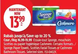 Canadian Tire Sponge Paper Towels, Scotties Facial Tissues or Cashmere Bathroom Tissues offer
