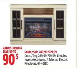 Canadian Tire Selected Electric Fireplaces offer