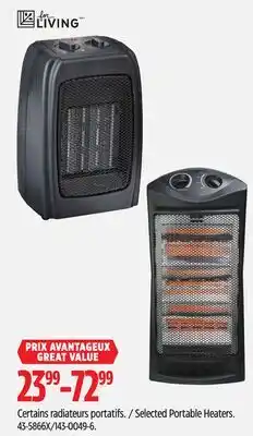 Canadian Tire For Living Selected Portable Heaters offer