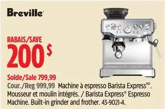 Canadian Tire Breville Barista Express Espresso Machine offer
