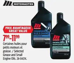 Canadian Tire Motomaster Selected Grease and Small Engine Oils offer